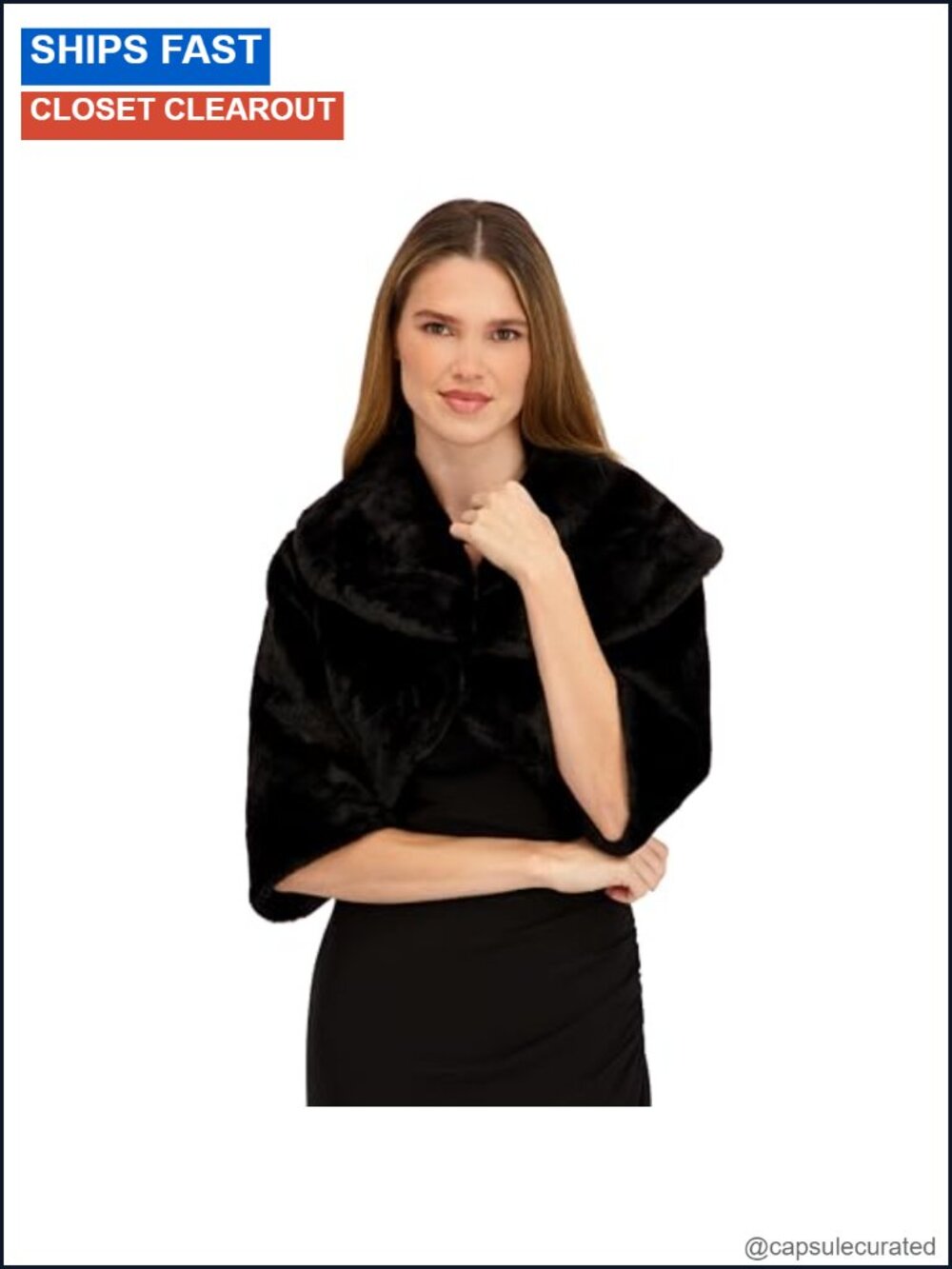Faux Fur Cropped Shawl Shrug Evening Wrap Bridal Dress Topper